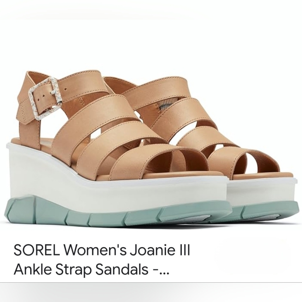 SOREL Joanie III Women's Tan Platform Sandals - Genuine Leather